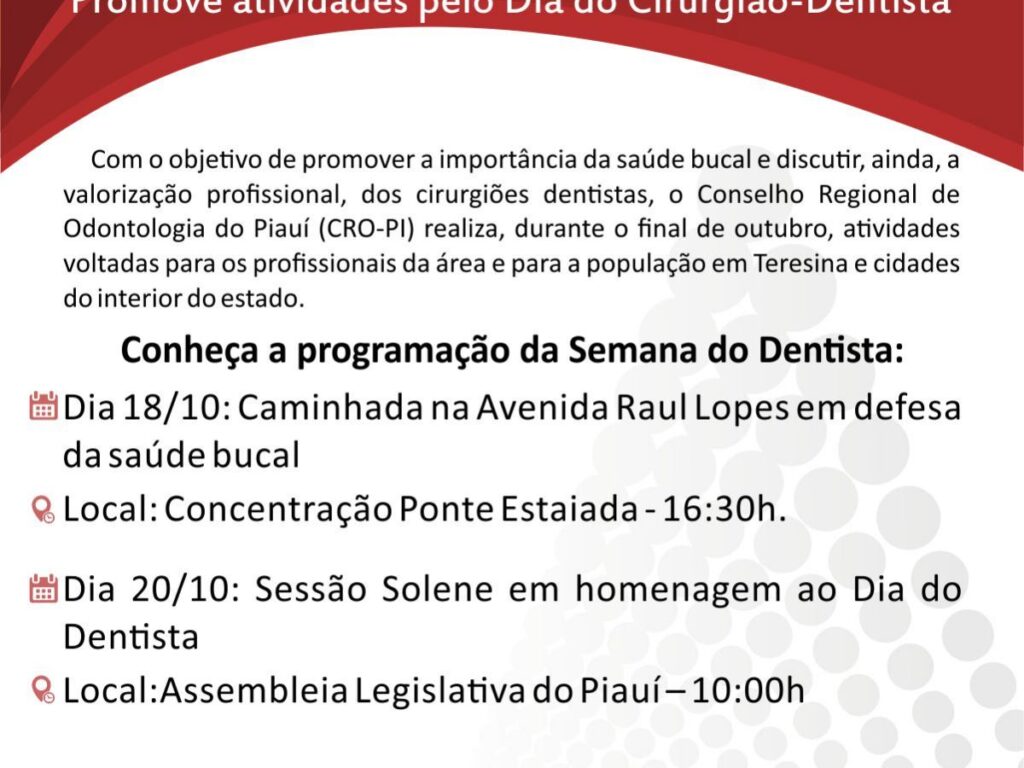 CRO-PI comemora Dia Nacional do Dentista com semana temática